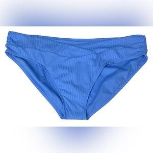 Time and Tru Women’s 3X Swimsuit Bottoms Peri Ocean Blue Rib V Mid Waist New Tag